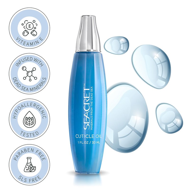 SEACRET Cuticle Oil with Precision Dropper Applicator - Fast-Absorbing for Dry, Cracked Nails, Non-Greasy Nail Care Treatment with Dead Sea Minerals, Calendula, Rosehip & Vitamin E, 1 Fl Oz / 30 ml