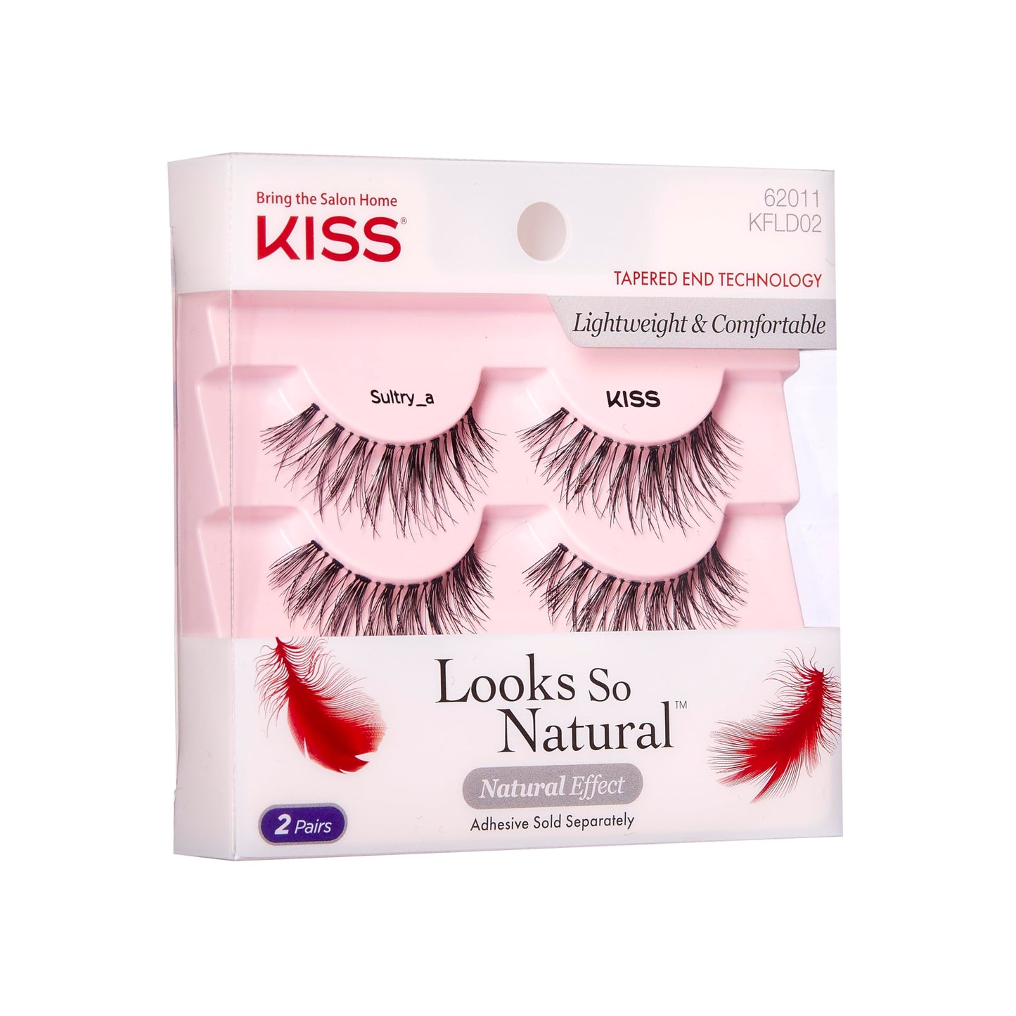 KISS False Eyelashes Sultry, 2 Pairs, Reusable | Lightweight & Comfortable | Tapered End Technology | Cruelty-Free | Contact Lens Friendly