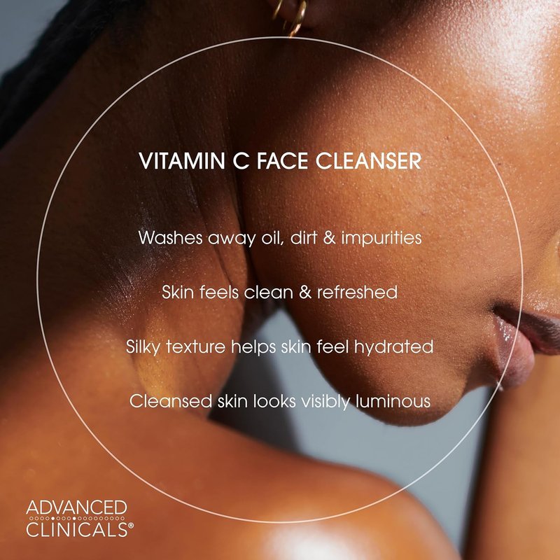 Exfoliating Glycolic Acid & Salicylic Acid Face Wash Set | Hydrating Vitamin C Cleanser for Men & Women - 2PC Skin Care Set