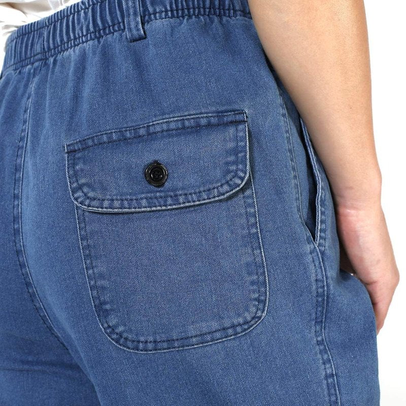 IDEALSANXUN Elastic Waist Jeans for Men Casual Loose Fit Pull On Jeans Denim Pants(Light Blue, 48x30)