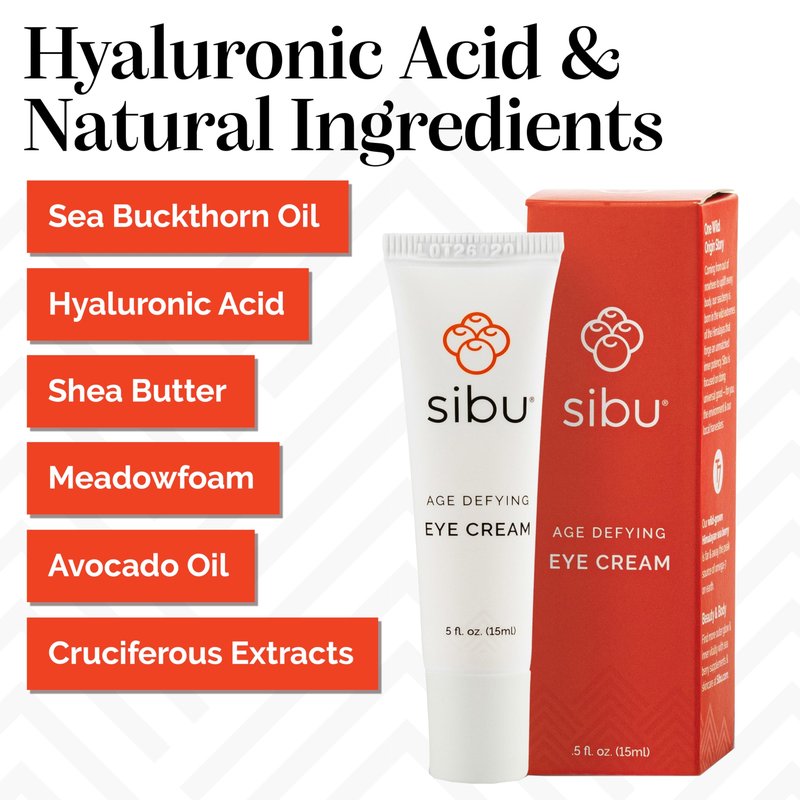 sibu Age-Defying Eye Cream, Made with Premium Himalayan Sea Buckthorn & Hyaluronic Acid (0.5 oz) – Smooths Eye Wrinkles & Reduces Puffiness