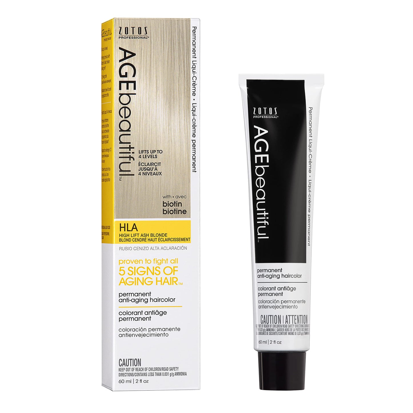 AGE beautiful Permanent Hair Dye HLA High Lift Ash Blonde - Ash Blonde Hair Color Cream with 100% Gray Coverage, Anti-Aging Biotin Formula for Thicker, Fuller Hair, Professional Salon Quality