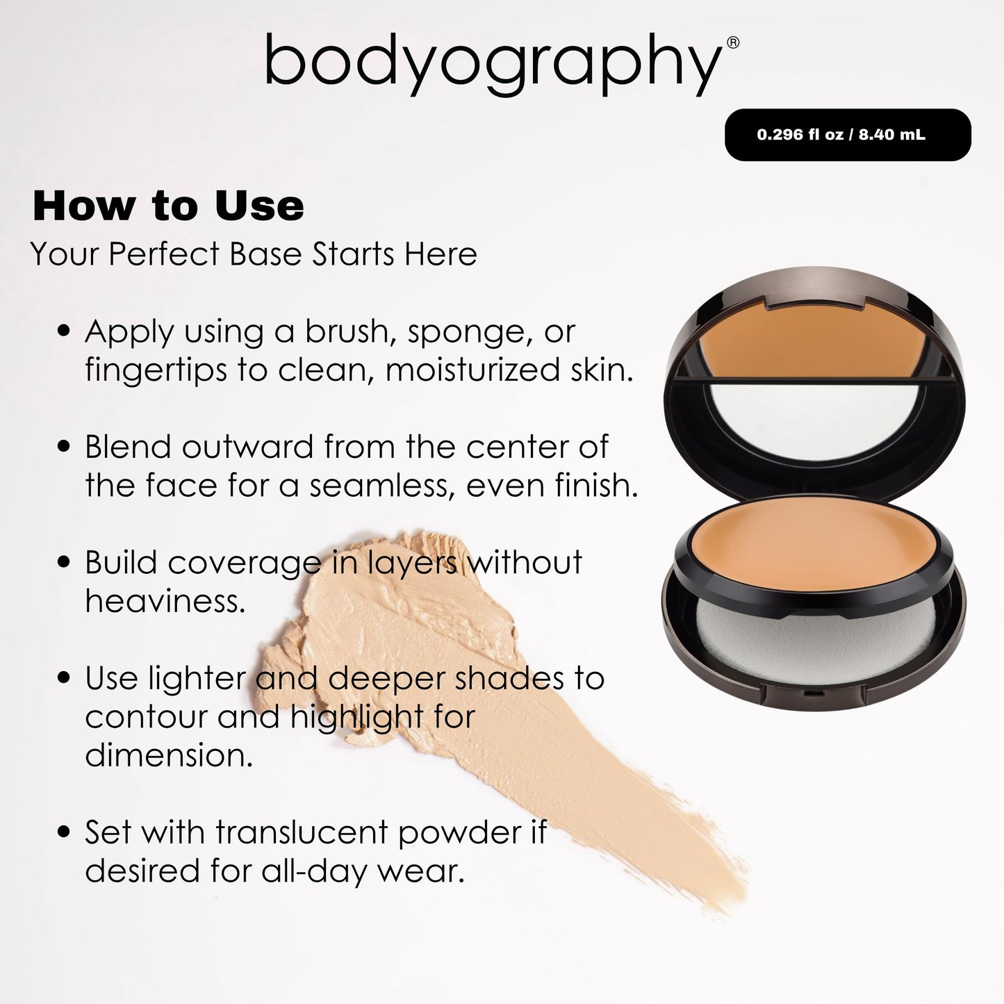 Bodyography Silk Cream Foundation – Medium | Hydrating, Weightless Liquid Cream Foundation with Hyaluronic Acid & African Rooibos Tea | Medium-to-Full Coverage, Luminous Finish | Vegan, Talc-Free