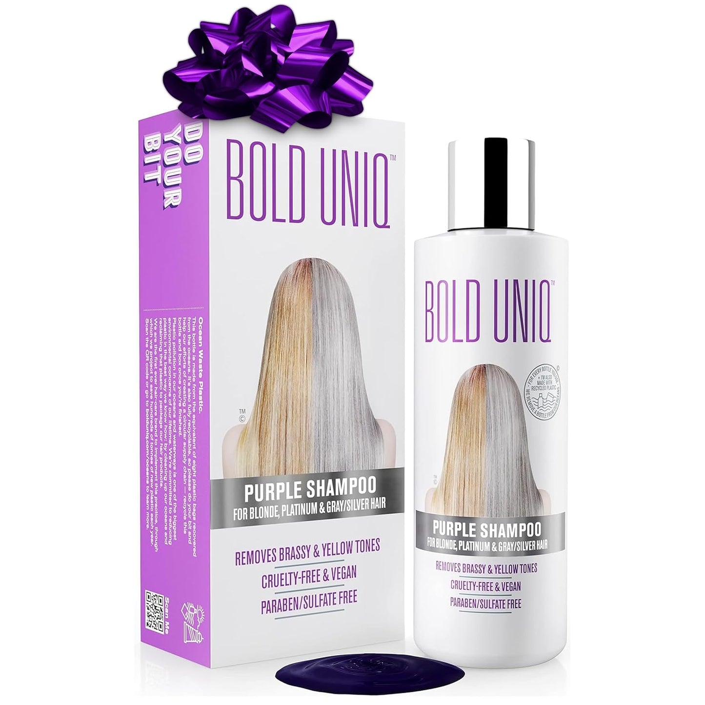 Purple Shampoo for Blonde, Silver & Grey Hair | Remove Yellow Tones & Condition Damaged Hair - Vegan, Paraben & Sulfate Free - 8 fl oz