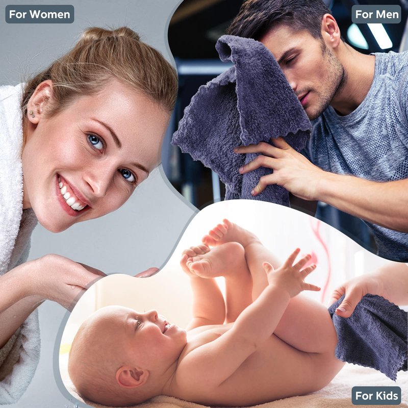 Newwiee 100 Pack Washcloths Bulk, Ultra Soft Wash Cloths 12 x 12 Inch Quick Dry & Absorbent Microfiber Face Towels for Sensitive Skin,Reusable Facial Fingertip Cloths for Bath Spa(Dark Grey)