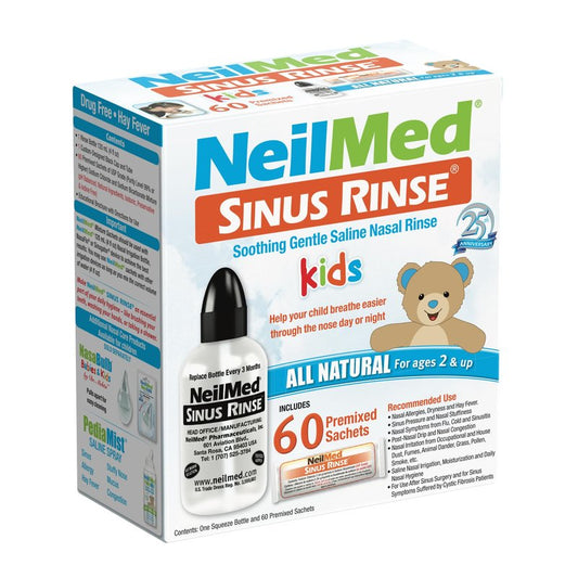 Neilmed's Sinus Rinse, Pediatric, Complete Saline Nasal Rinse Kit 60 Premixed Packets