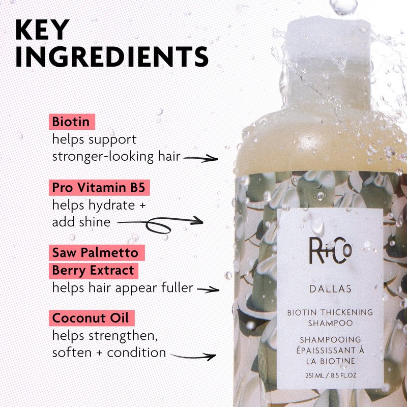 R+Co Dallas Thickening Shampoo | Biotin for Hair Growth, Thickening, + Strengthening | Vegan + Cruelty-Free |