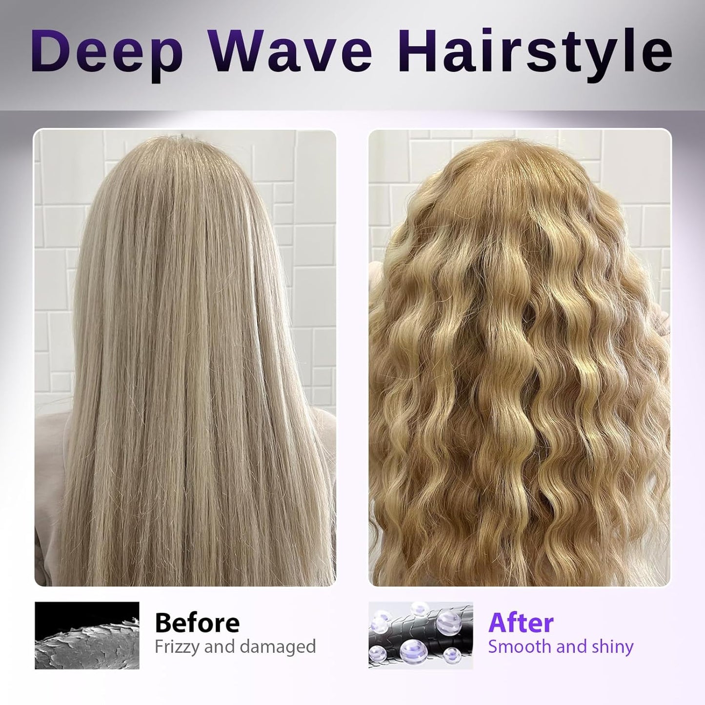 Waver Hair Tool | NOVUSPRO Ionic Hair Crimper & Wave Curling Iron for All Hair Types - Adjustable Temps & Anti-Scald (1.4")