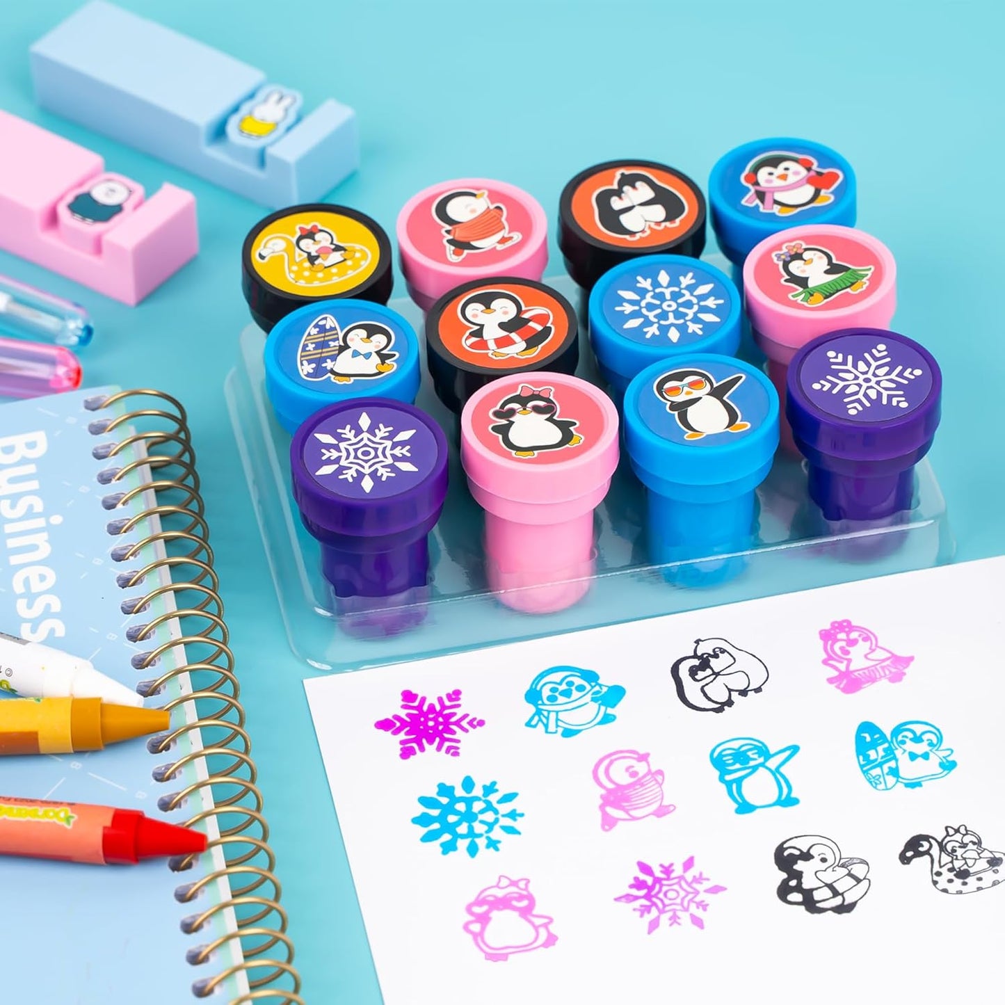 Penguin Party Favors - 36PCS Winter Animal Themed Tattoos & Stamps | Fun Birthday Goodie Bag Supplies for Kids