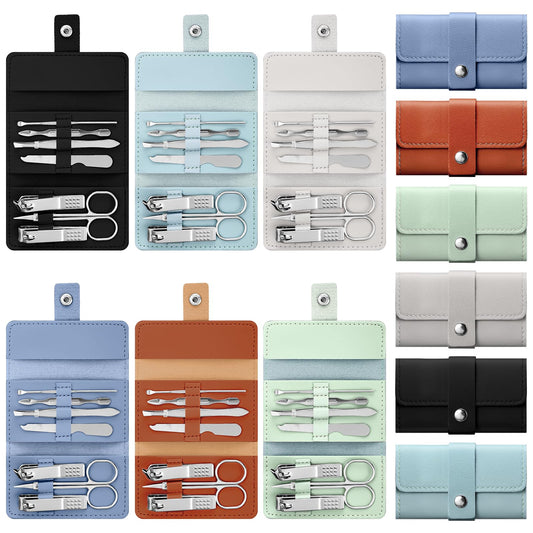 WILLBOND 12 Sets Manicure Set Nail Clippers Pedicure Kit 7 in 1 Stainless Steel Professional Pedicure Set Grooming Kits Nail Care Tools with Travel Case Multi Color(Morandi Colors)