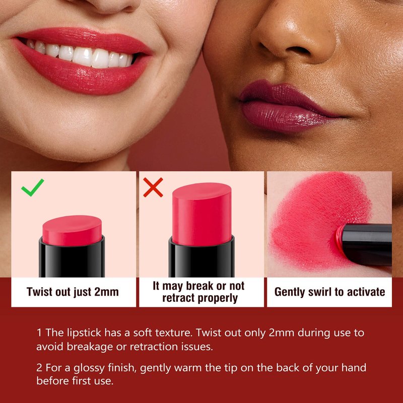 ilembane Deep Red Hydrating Lipstick – Moisturizing Cream Lip Balm for Dry Lips, Bold Glossy Finish, Lightweight Vegan Lip Color with Comfortable Smooth Wear (Cinnamon Rose)