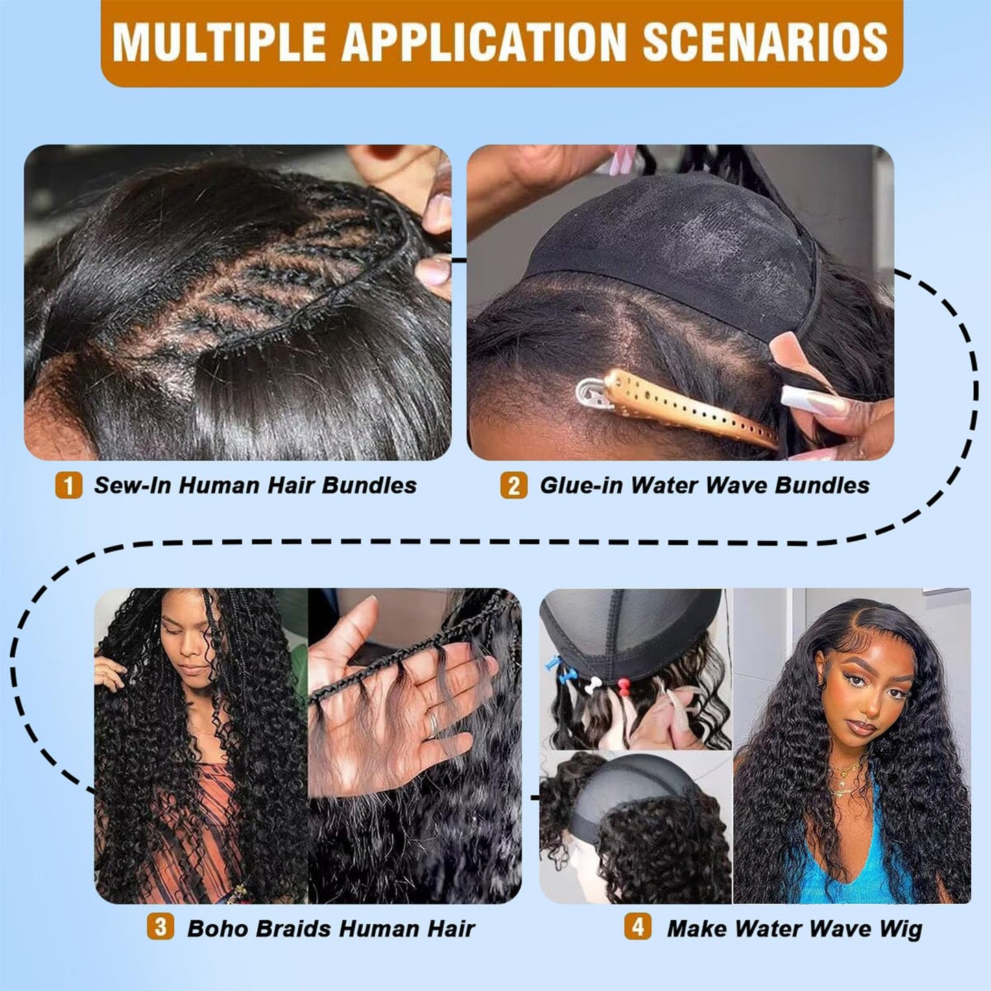 16 Inch Water Wave Bundles 12A Water Wave One Bundles Human Hair 100% Brazilian Unprocessed Remy Single Curly Wet And Wavy Bundles Human Hair Natural Color