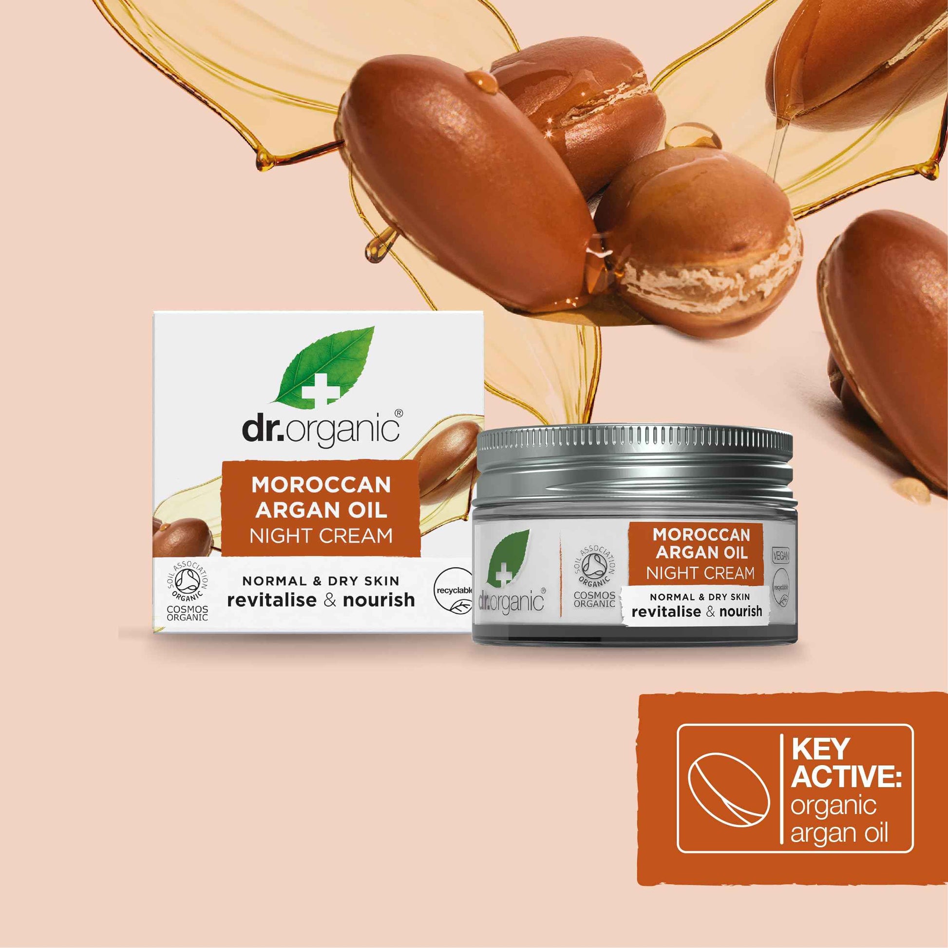 Dr. Organic Moroccan Argan Oil Night Cream | Nourishing Overnight Therapy Cream, For Normal to Dry Skin, Vegan, Natural, Certified Organic, Paraben & SLS-Free, 50 mL/ 1.7 fl oz