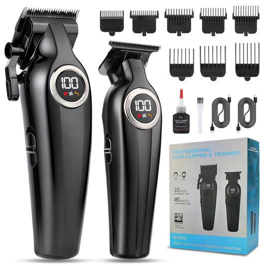 Karrte Professional Hair Clippers for Men，Barber Clippers and Trimmers Set，Electric Cordless Beards Trimmer with LED Display，Barber Kit and Grooming Set, Christmas Gift for Men