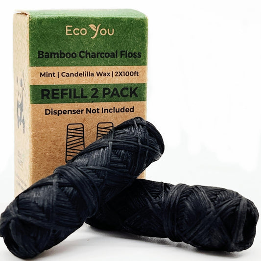 EcoYou Bamboo Charcoal Dental Floss | Mint & Candelilla Wax | Vegan & Biodegradable