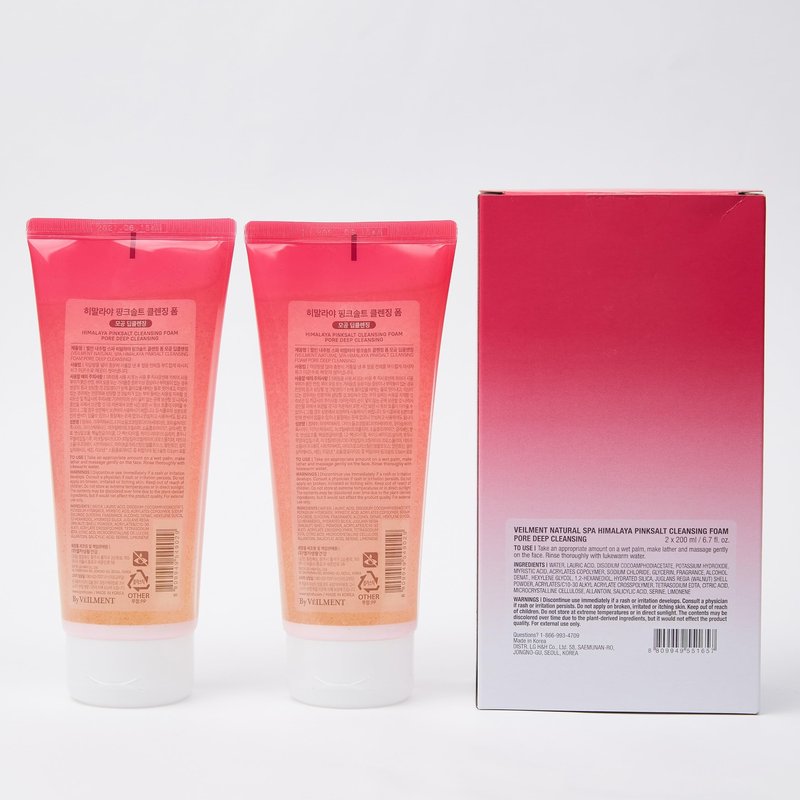 HIMALAYA PINKSALT Daily Scrub Cleansing Foam Pore Deep Cleansing, 6.7 fl oz 2 Pack - BHA facial cleanser for oily skin, Pore Cleaner, Facial Scrub, Low Alkaline Facial Cleanser, Korean Skin Care