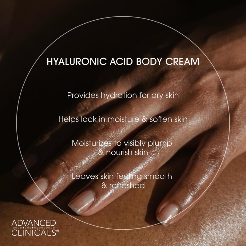 Advanced Clinicals Hyaluronic Acid Moisturizer Body Cream With Vitamin E | Hydrating Cream & Body Lotion For Women & Men To Help Improve Look of Wrinkles, Dry Skin, Crepey Looking Skin, 16OZ, 2-Pack