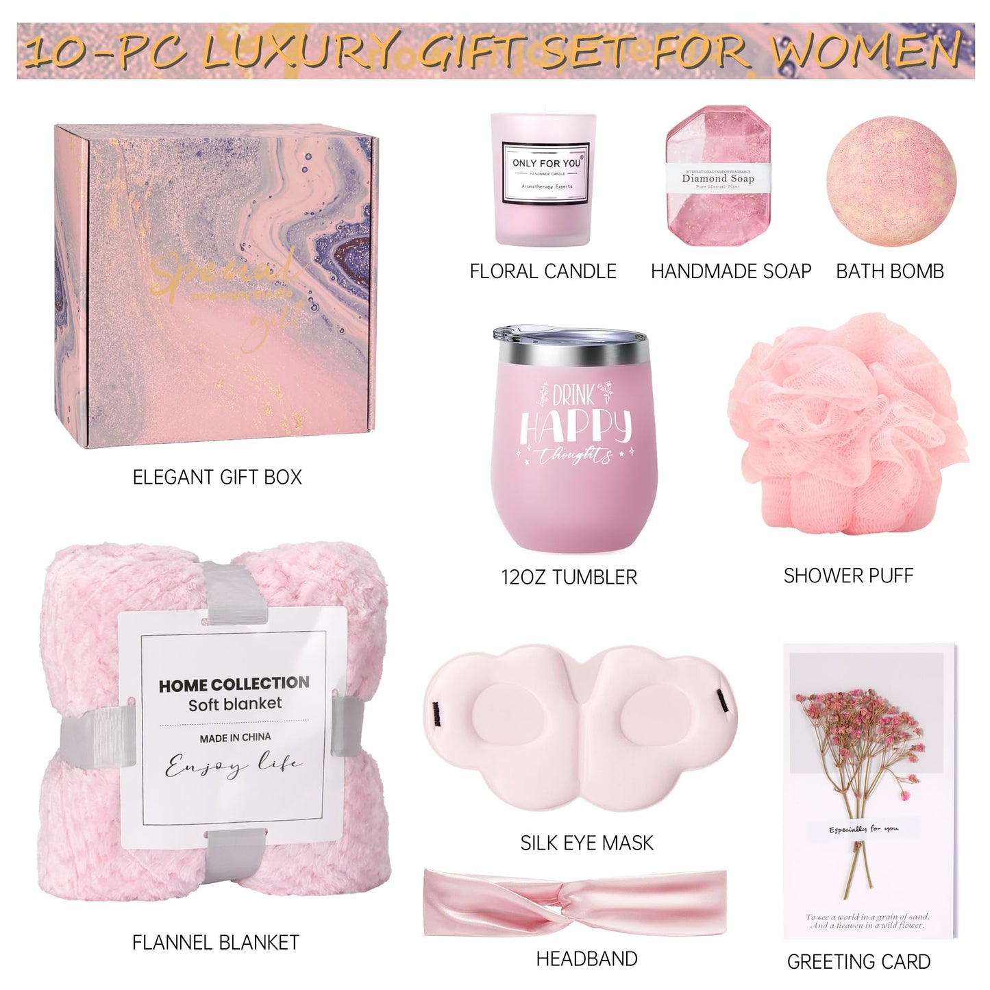Mother's Day Gifts for Mom Wife Grandma, Get Well Soon Self Care Gift with Flannel Blanket, Birthday Valentines Gifts for Women Friends Sis - KUKUPAK