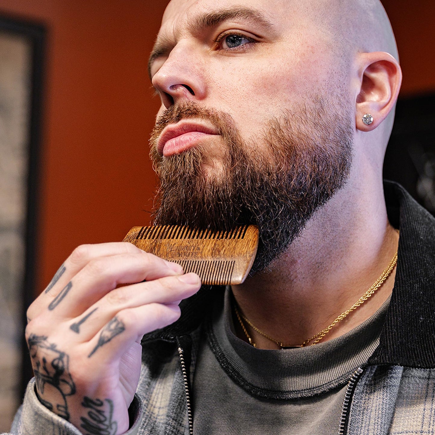 Whiskey & Granite Beard Kit for Men – 100% Natural Ingredients (Mountain Shine). Includes beard oil and balm, comb, brush, and scissors.