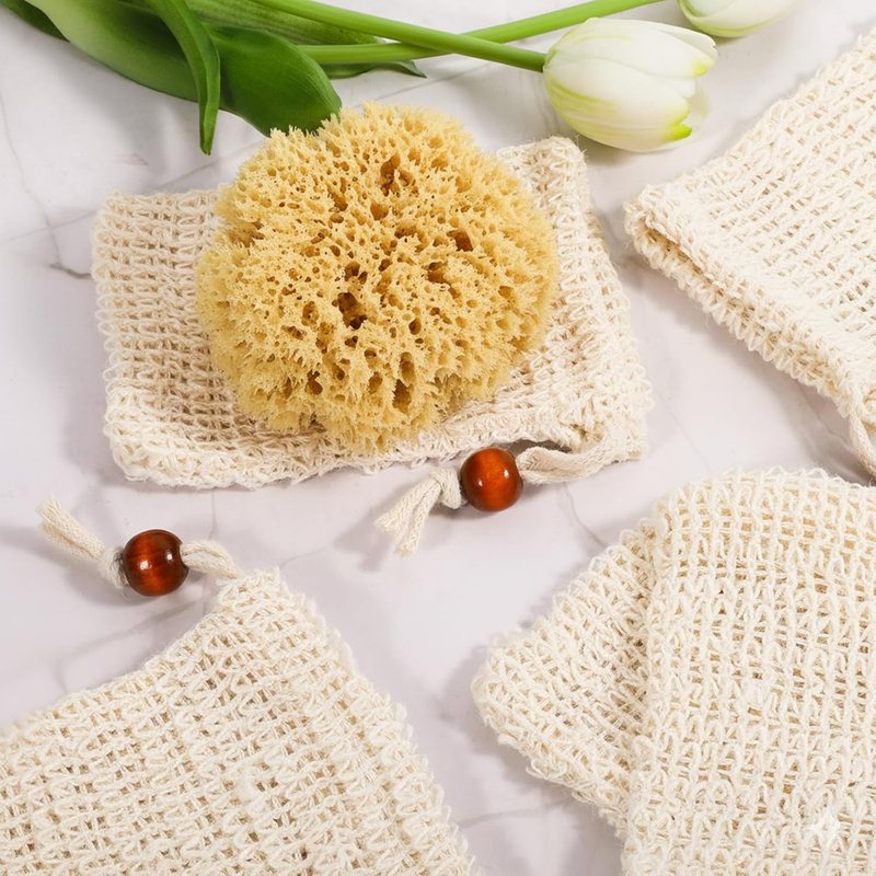 Natural Cotton Soap Saver Bags - 50 Pcs Exfoliating Mesh Pouches for Handmade Soaps | 5.5 × 3.5 Inch