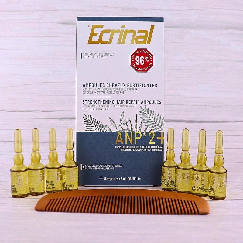Ecrinal Hair Growth Ampoules for Men - Strengthening Treatment for Thinning Hair - 8 Pack with ANP 2+ Complex & Omega 3