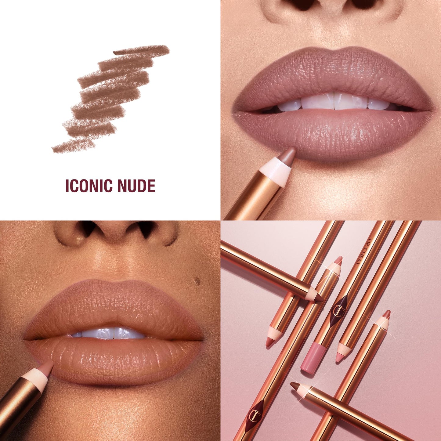 Charlotte Tilbury Lip Cheat Lip Liner Pencil - Creamy Fuller-Looking Lip Pencil with Jojoba Oil & Hyaluronic Acid - Waterproof, Smudge-Proof & Transfer-Proof - 6H Wear - Iconic Nude
