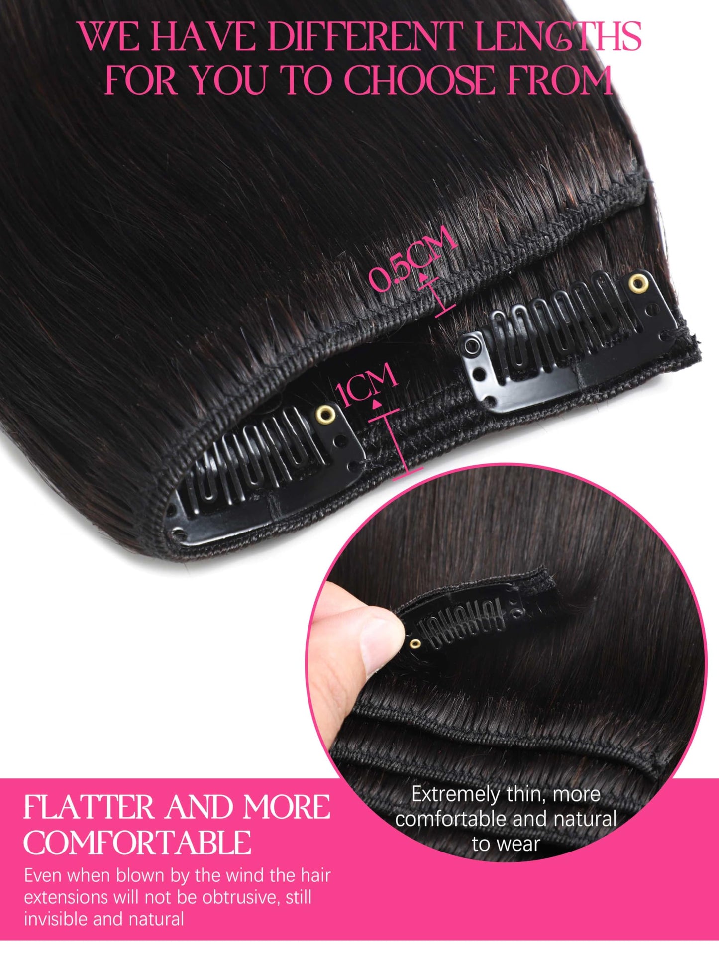 Lacer Body Wave Clip in Hair Extensions, 7 Pcs 120g Wavy Clip in Extensions for Women Grade Brazilian Virgin Human Hair Natural Black 18 Inch
