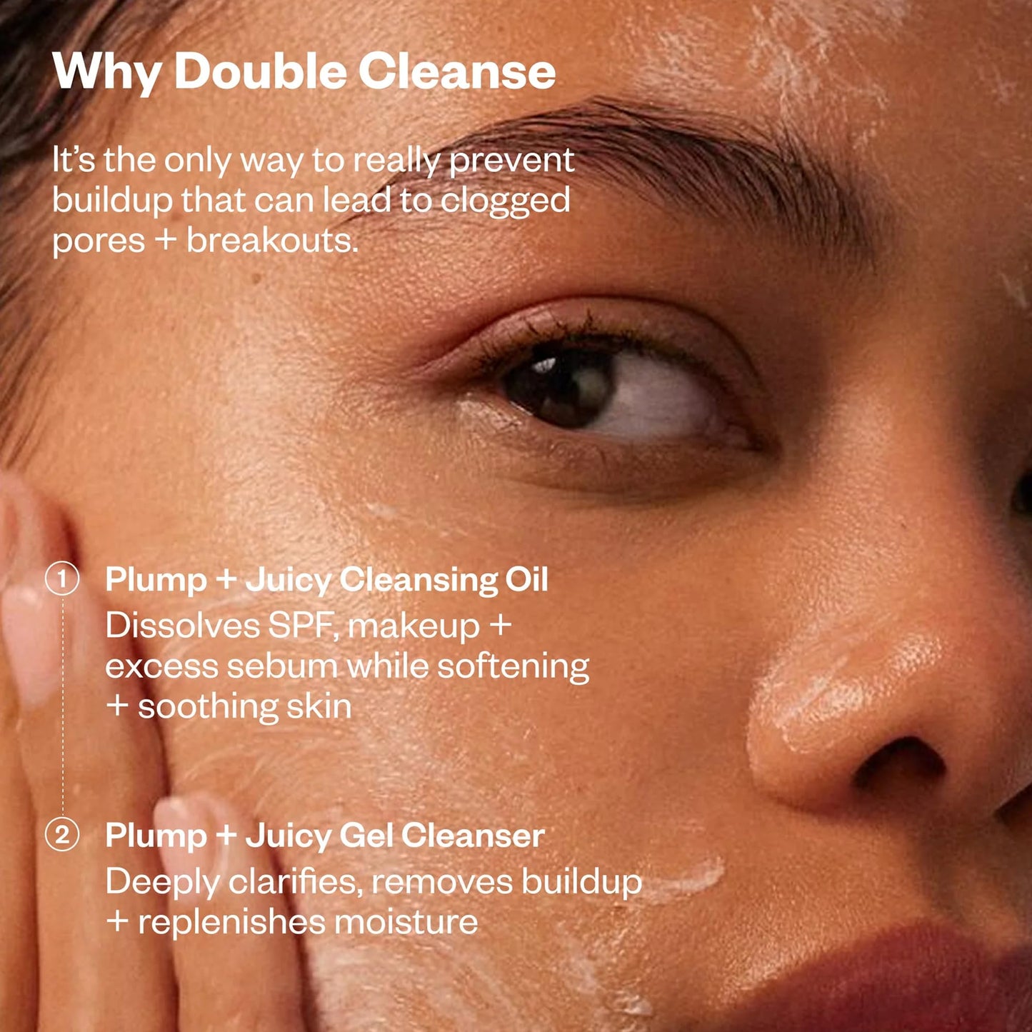 Kosas Mini Plump + Juicy Double Cleansing System — Botanical Oil Cleanser + Gel Cleanser Set, Soap & Sulfate Free, Hydrating Makeup Remover for All Skin Types