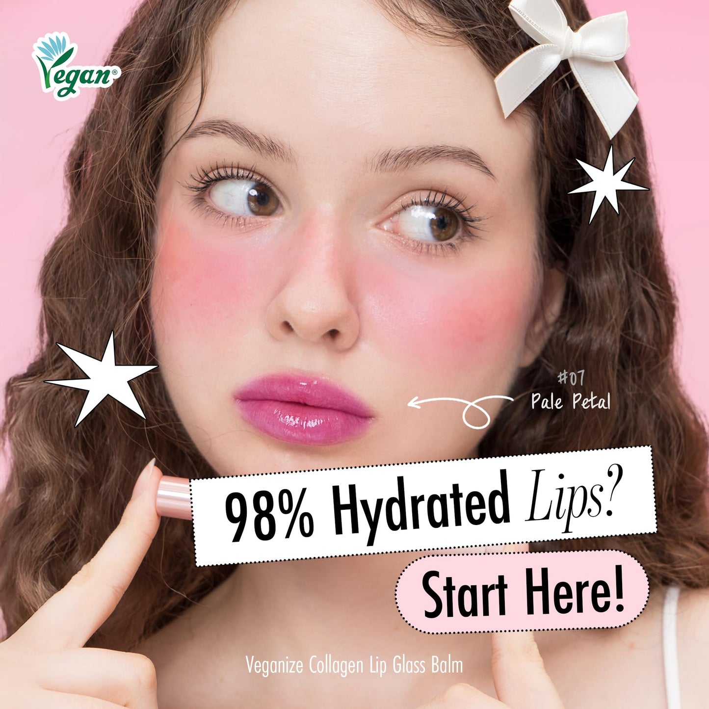 SELF BEAUTY Veganize Collagen Lip Glass Balm | Hydrating Lip Balm in 9 Vibrant Colors | Moisturizing Lip Care Infused with Collagen Jelly Magic | No Animal Trial Lip Balm 0.06 oz (#4 Light Peach)