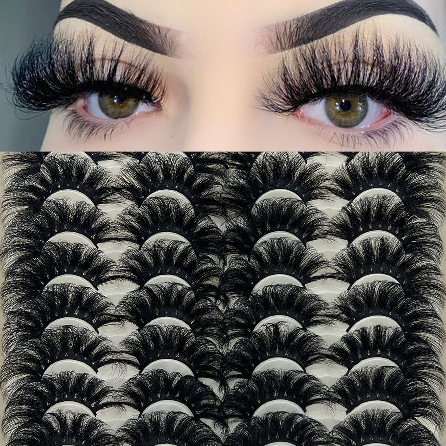 25MM Lashes Mink Fluffy Long 20 Pairs Dramatic 3D Mink Lashes Pack, Reusable 5D Thick Long 25 MM False Faux Mink Eyelashes Bulk