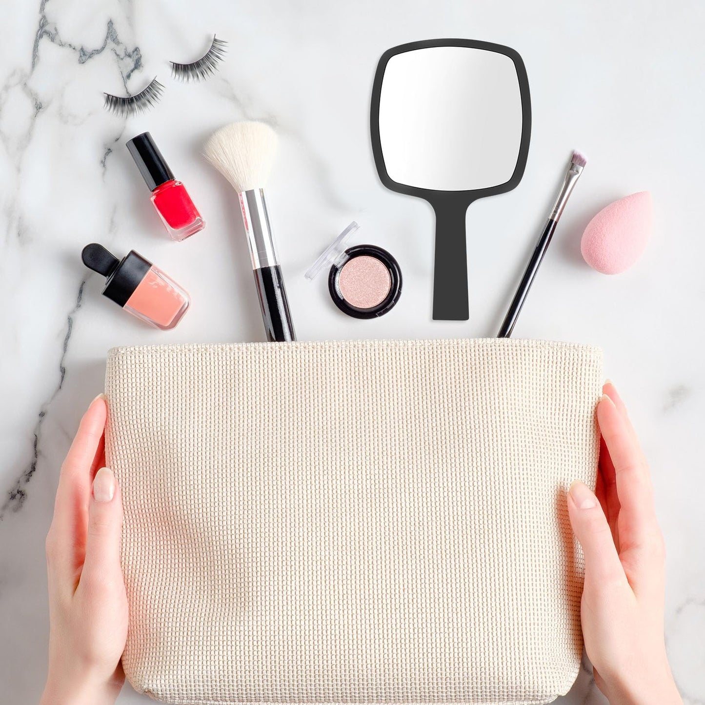 Threehoney 25 Pcs Hand Mirrors Bulk Small Handheld Mirrors with Handle 6.3 x 3.54 Inch Travel Makeup Tools Portable Vanity Glass for Bathroom Home Barber Salon Camping Gifts for Women (Black)