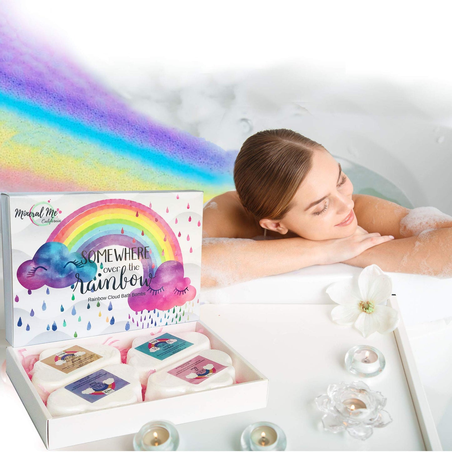 Bath Bombs for Kids - Organic Magic Rainbow Bubble Bath Bombs w/Moisturizing Shea Butter and Natural Oils, 4 Large Unicorn Cloud BathBombs, Birthday Gift for Her, Girlfriend, Wife, Teen Girls