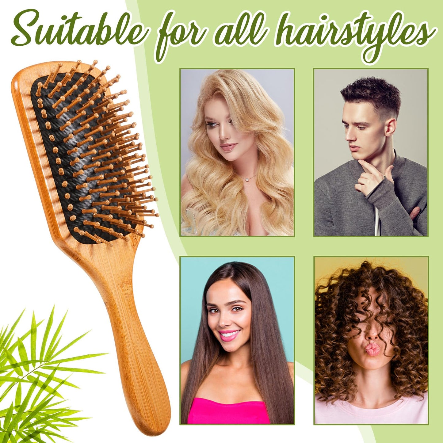 Tessco for you 12 Pcs Bamboo Hair Brushes Bulk Blank Wooden Paddle Brush Natural Scalp Massage Anti Static Hairbrush Engraving DIY Gifts for Women, Wedding, Party(9.65'' X 3.35'',Black)