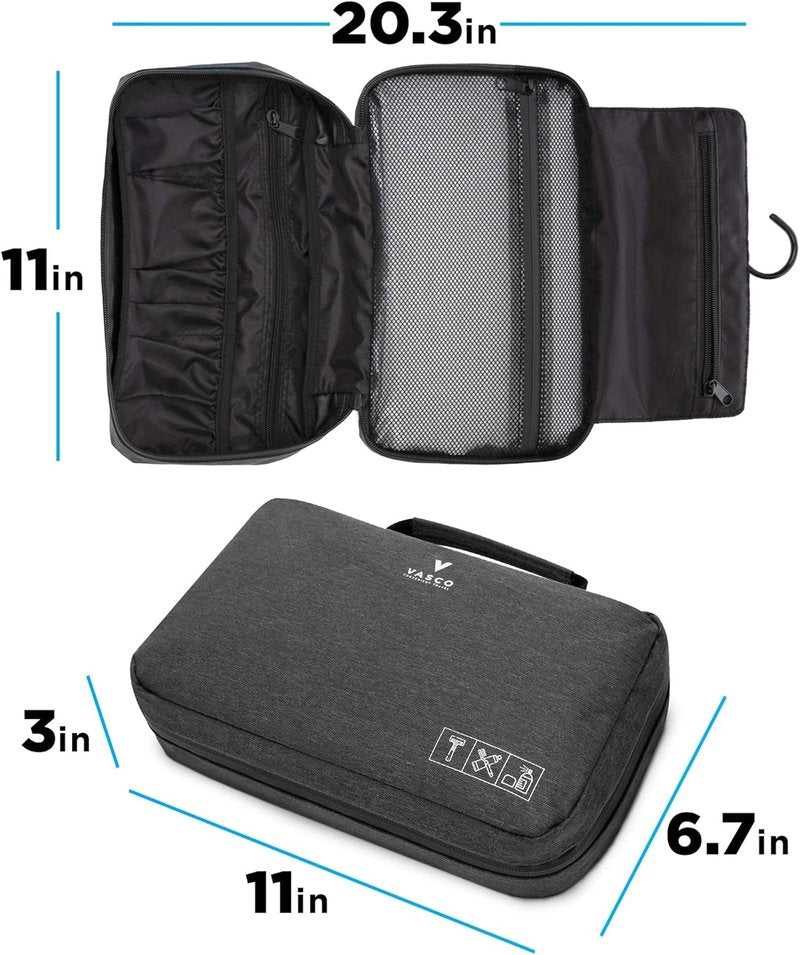 VASCO Hanging Toiletry Bag - Water-Resistant Travel Organizer for Men & Women | Compact Design