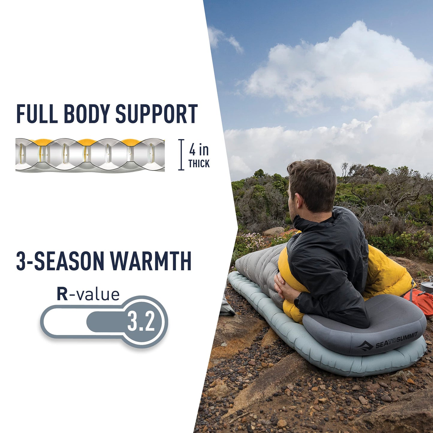 Sea to Summit Ether Light XT Extra-Thick Insulated Sleeping Pad, Tapered - Regular (72 x 21.5 x 4 inches)