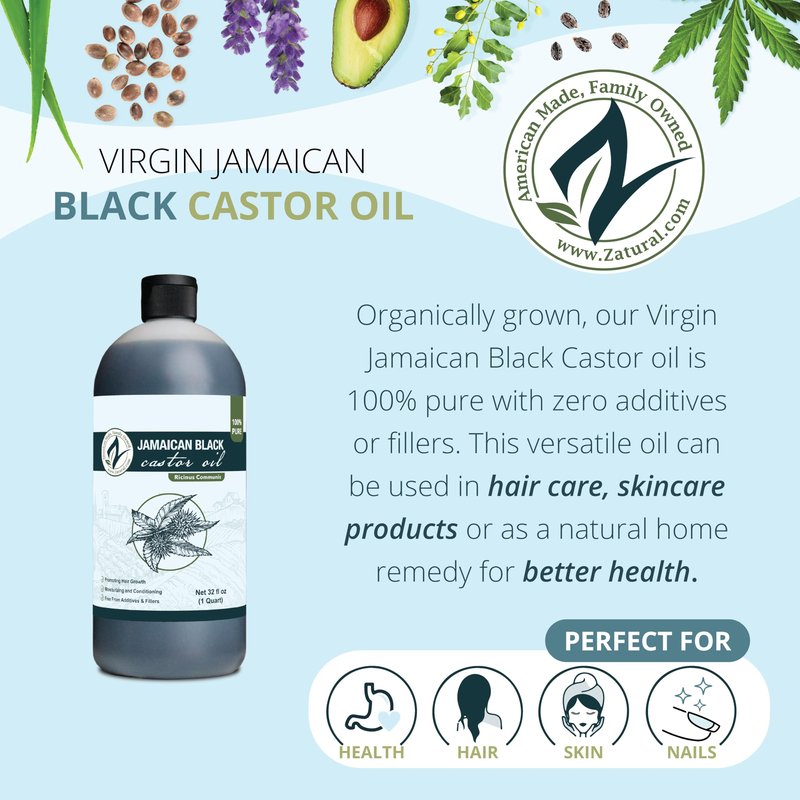 Zatural Black Castor Oil_100% Pure Tropic Jamaican Black Castor Oil (32 Ounce)