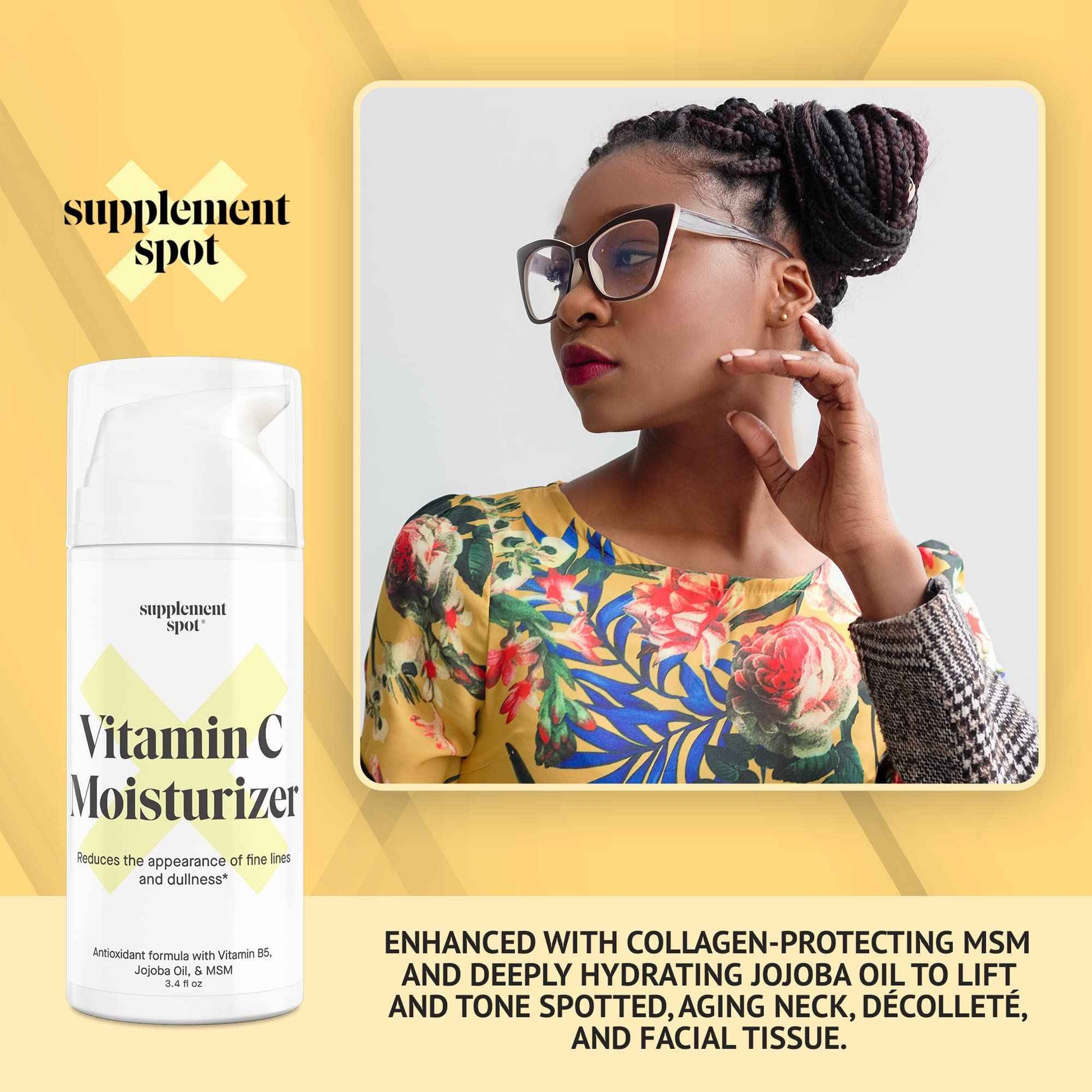 Supplement Spot Antioxidant C Moisturizer - Revitalizing Vitamin Lotion w/Vitamin E Oil & Jojoba Oil – Vitamin Face Moisturizer For Fine Lines & Wrinkles - Suitable For All Skin Types