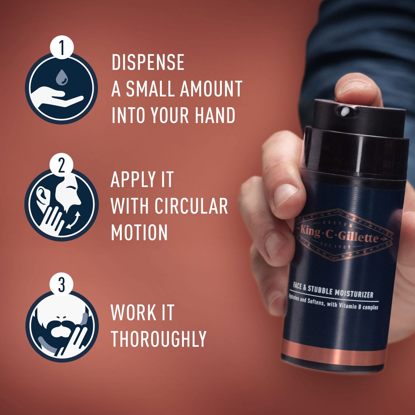 King C. Gillette Moisturizer for Face & Stubble with Vitamin B3 and B5 Complex, Face Moisturizer for Men, 100 mL