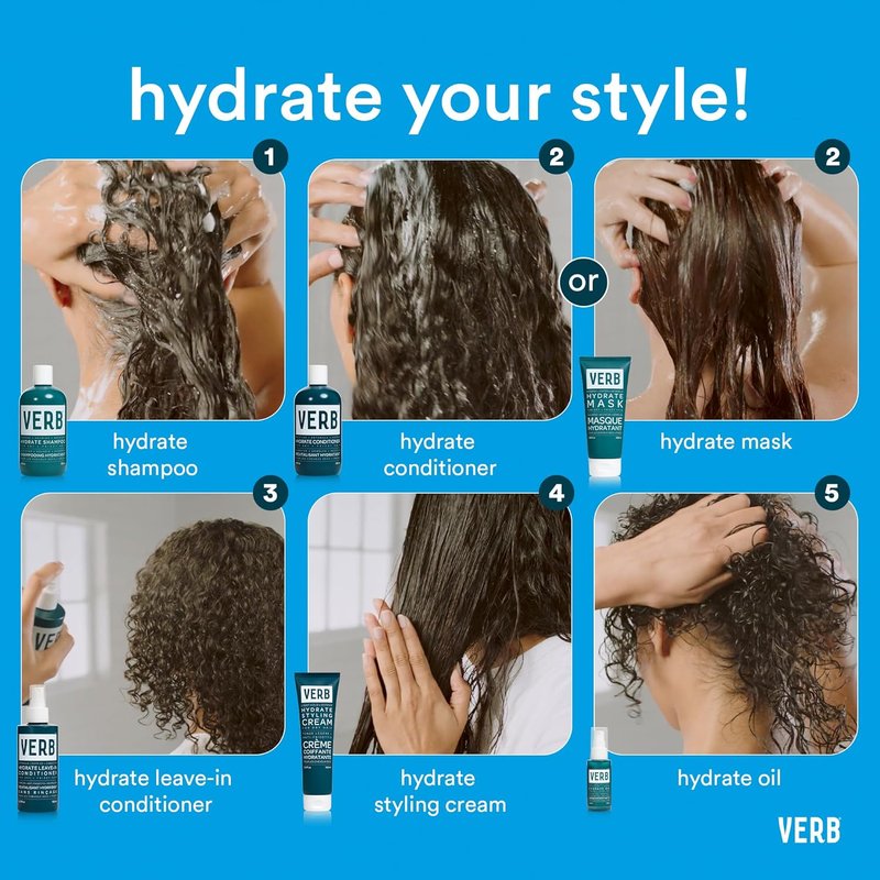 VERB Hydrate Shampoo - Nourishing Formula for Dry, Frizzy Hair - Smooths & Reduces Frizz | Amber & Warm Jasmine Scent