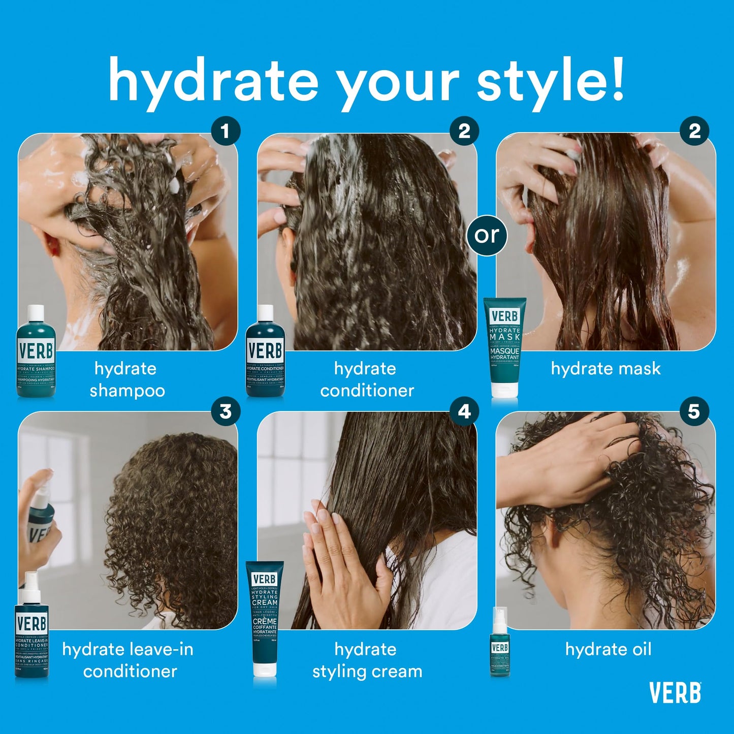 VERB Hydrate Leave-In Conditioner, 6.5 fl oz – Nourish Dry + Frizzy Hair - Smooth + Detangle - Amber + Warm Jasmine Scent