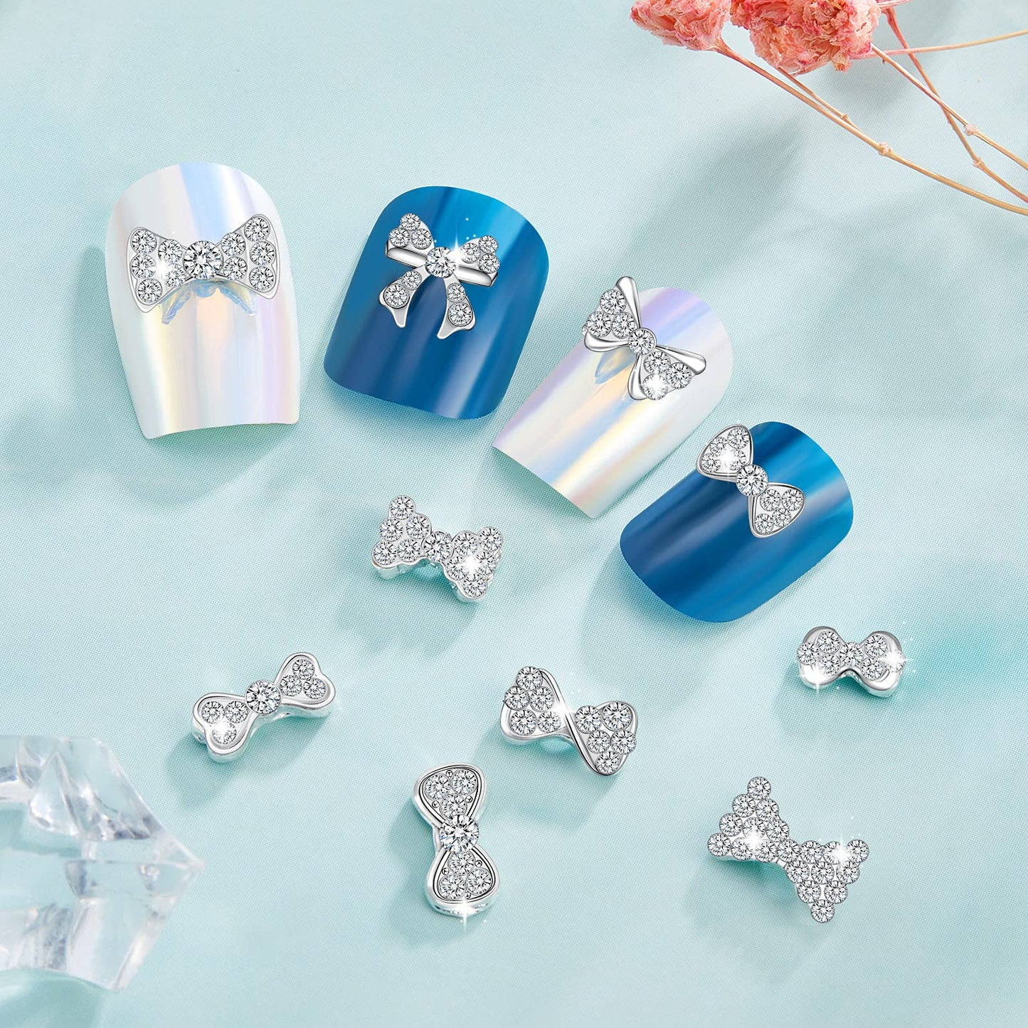 Maitys 40 Pieces 3D Bow Nail Charms Bow Nail Decals Art Decoration for Women DIY 20 Styles