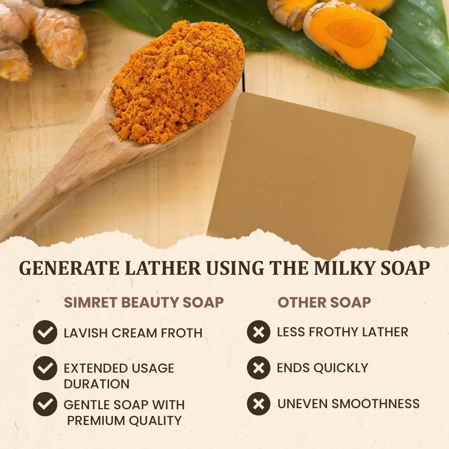 Simret Beauty Turmeric Soap Bar - Natural Face & Body Cleanser with Turmeric & Charcoal for Acne, Dark Spots, and Skin Brightening, Organic, Cruelty-Free, Sulfate-Free, 4.2 oz