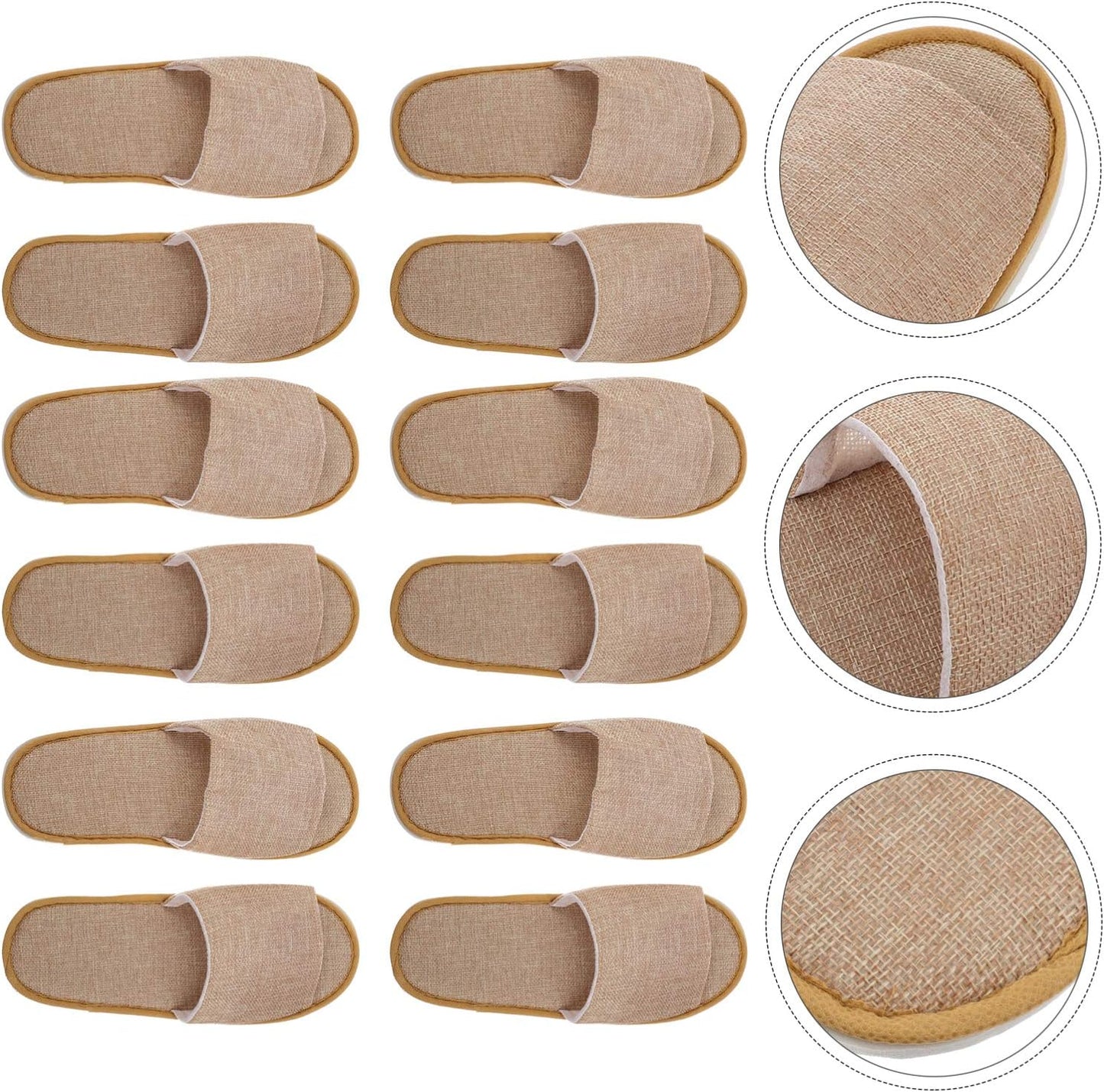 Disposable Travel Slippers - Open Toe Nonslip Indoor Spa Footwear | 6 Pairs for Guests