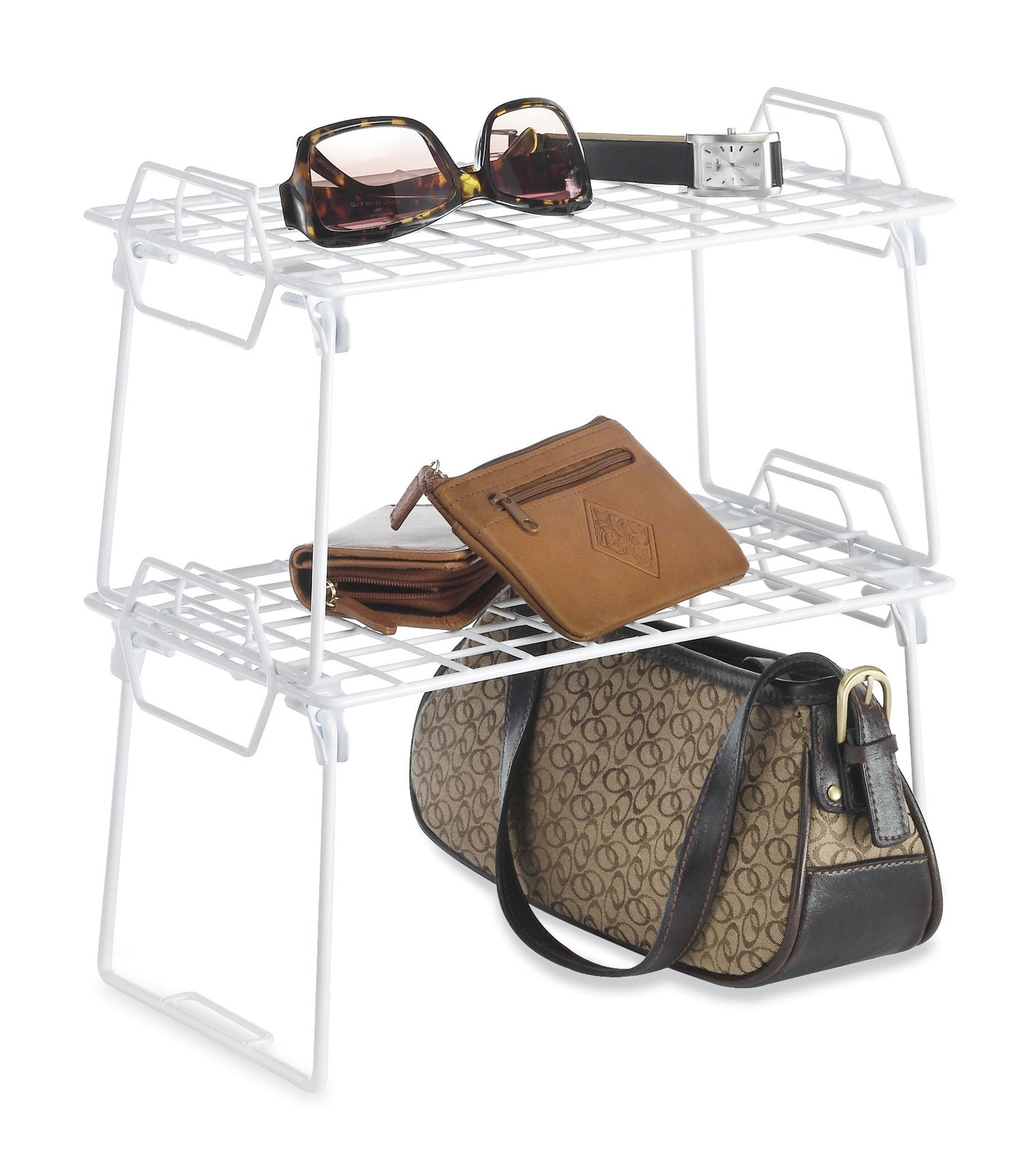 Whitmor Wire Grid Stacking Shelf Small, White