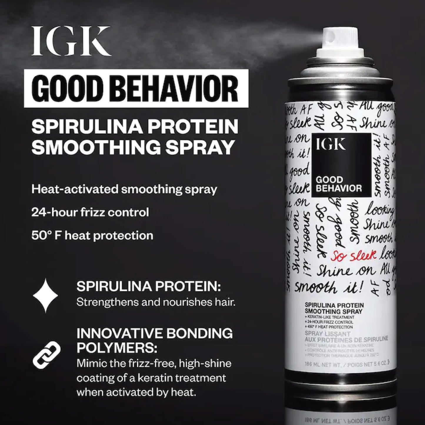 IGK Hair Treatment Travel Size Set | Antisocial Dry Hair Mask + Good Behavior Spirulina Spray | Overnight Bond-Building + Keratin Like Smoothing Spray | Vegan + Cruelty-Free | Set of 2