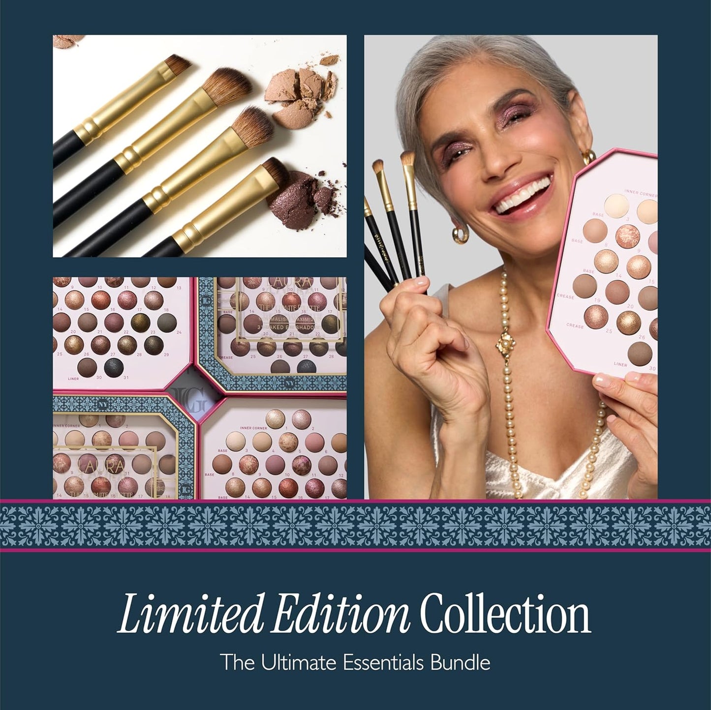 Laura Geller Ultimate Essentials Palette - 31 Baked Eyeshadows + 4PC Eye Brush Set for Flawless Makeup
