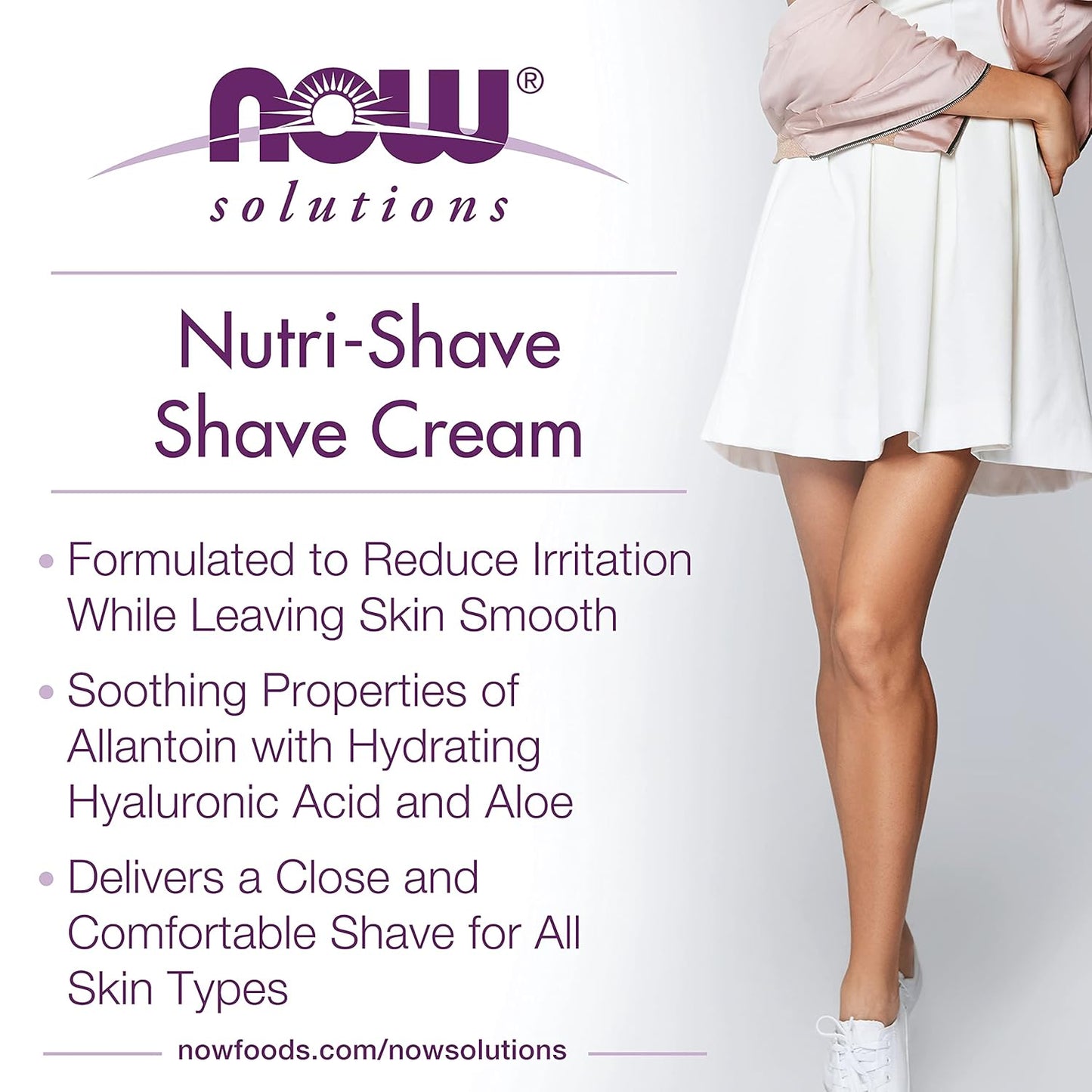 NOW Foods Solutions, Nutri-Shave, Shave Cream, Removes Pore Clogging Residue, Reduces Irritation, 8-Ounce