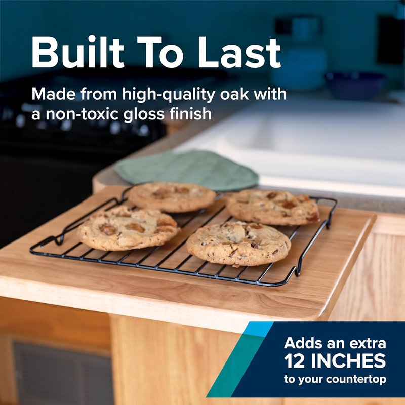 Camco Oak Accent RV Countertop Extension - Non-Toxic Gloss Finish | 12” x 13.5” x .75”