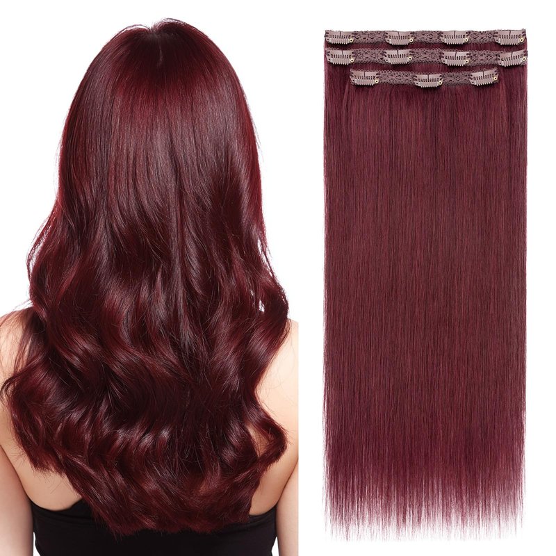 Elailite Clip in Hair Extensions Real Human Hair 3PCS Lace Weft Remy Hairpieces for Women 14 Inch 66g Medium Brown