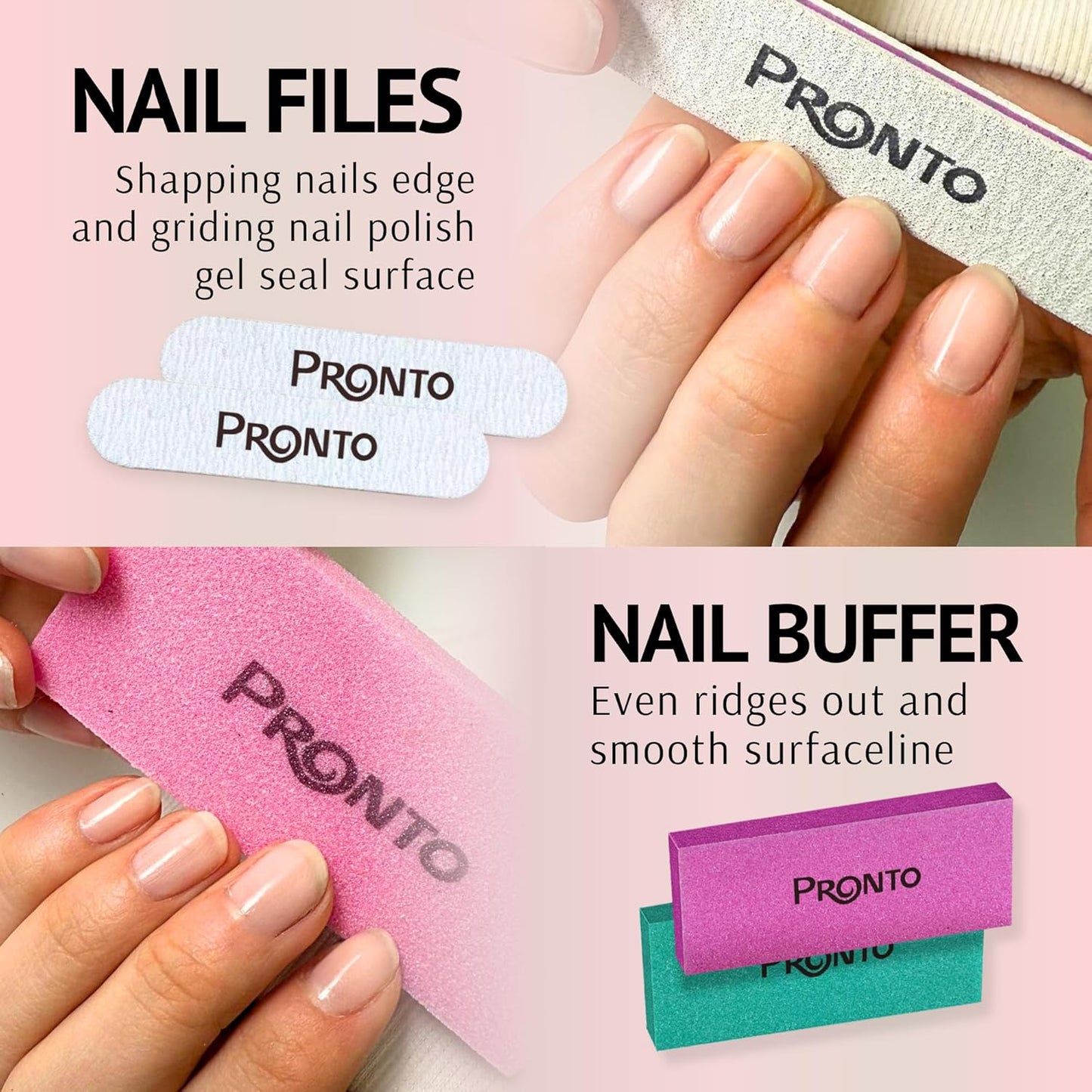 Pronto Gel Nail Polish Remover Kit - 8 Oz Pure Acetone | Complete Nail Care Set with File, Soak Off Bowl & Buffer